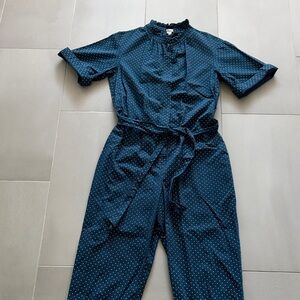 La vie Rebecca Taylor Dahlia Polka Dot Short-Sleeve Jumpsuit - Navy